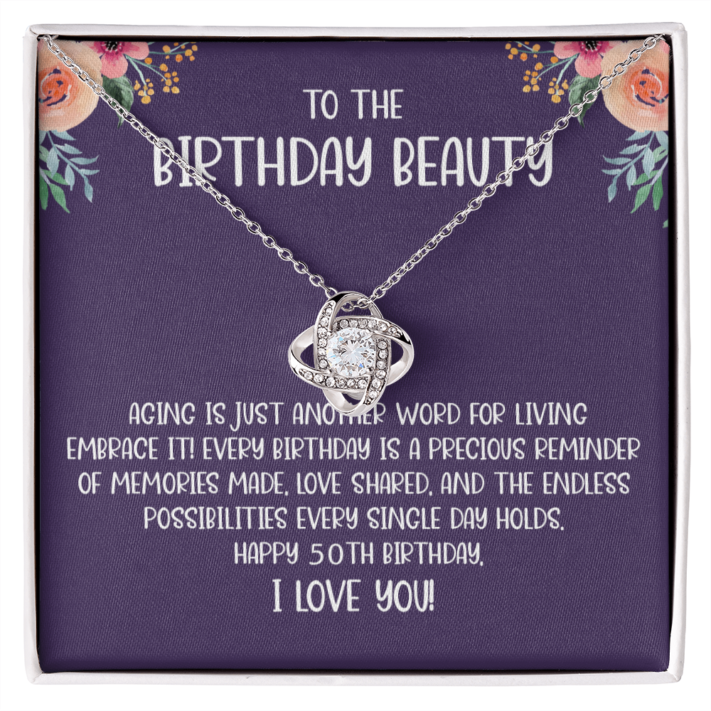 Happy 50th Birthday Message Card Necklace Jewelry for Women, 50 Years – globrightjewelry